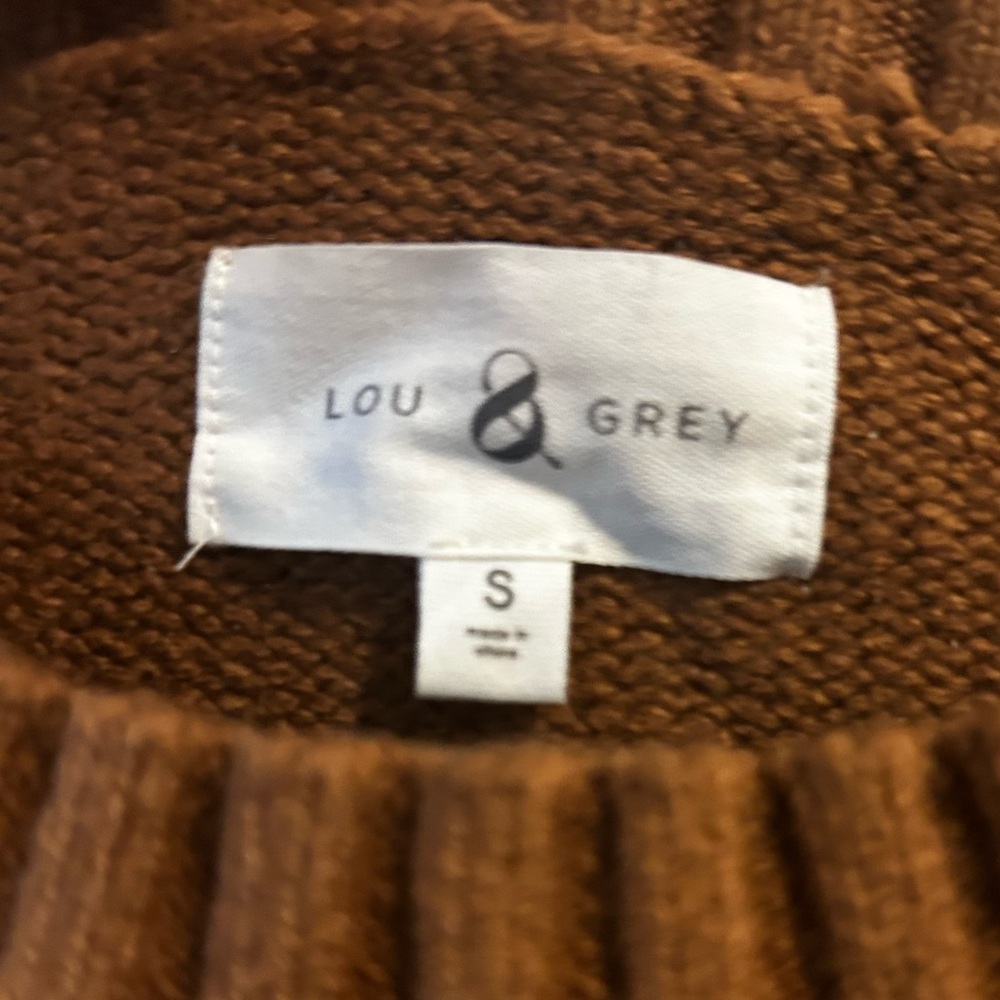 EUC Loft Lou & Grey Soft Brown Sweater w/White Hiking Design in Size Small - Picture 2 of 5